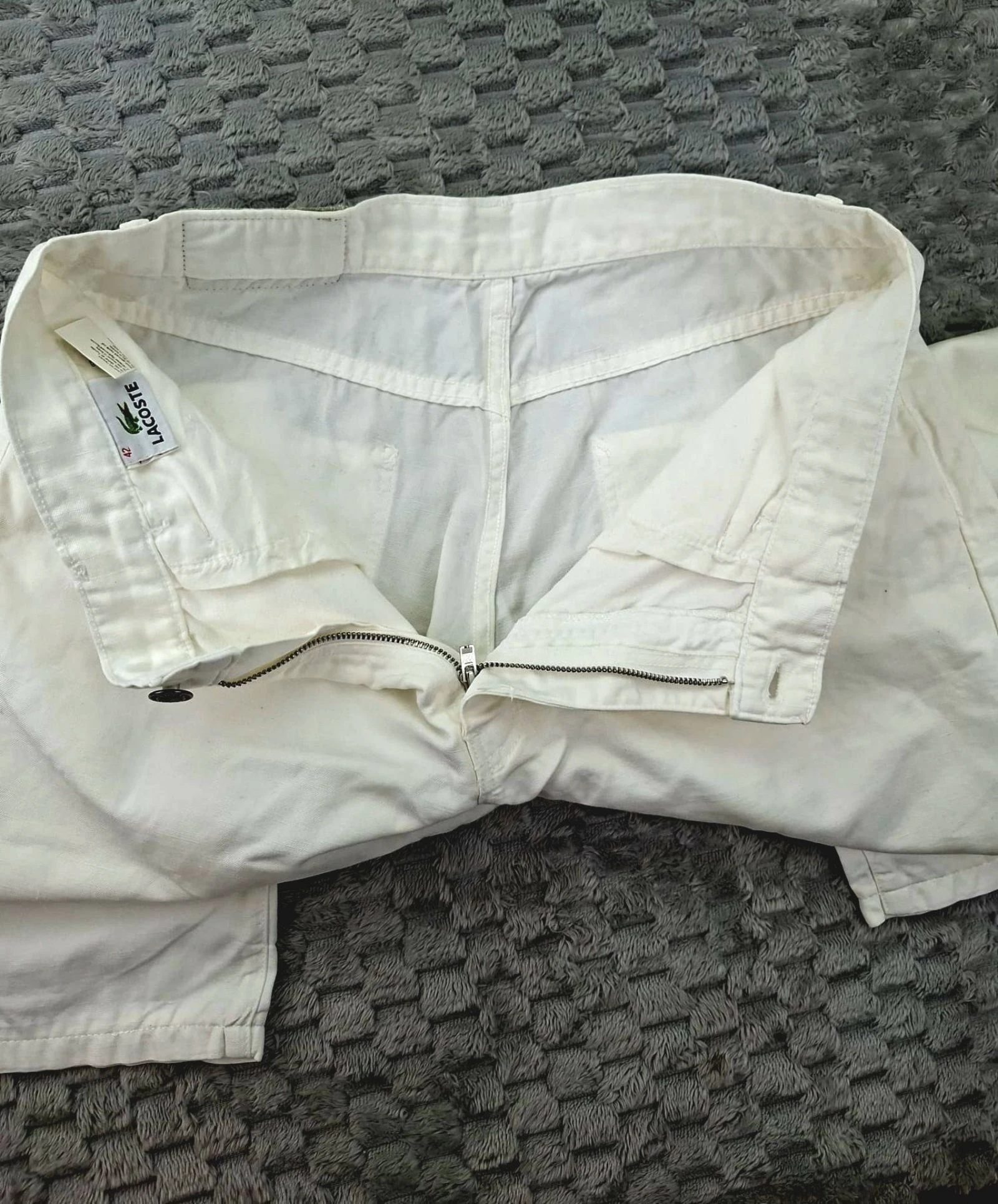 LACOSTE Pantalon vintage en lin et coton blanc des années 80 90 style preppy rétro – photo 4